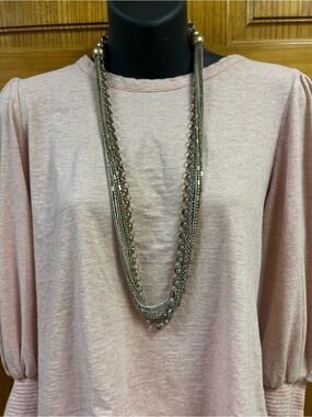 Mixed Metal Multi-Strand Longline Layering Necklace